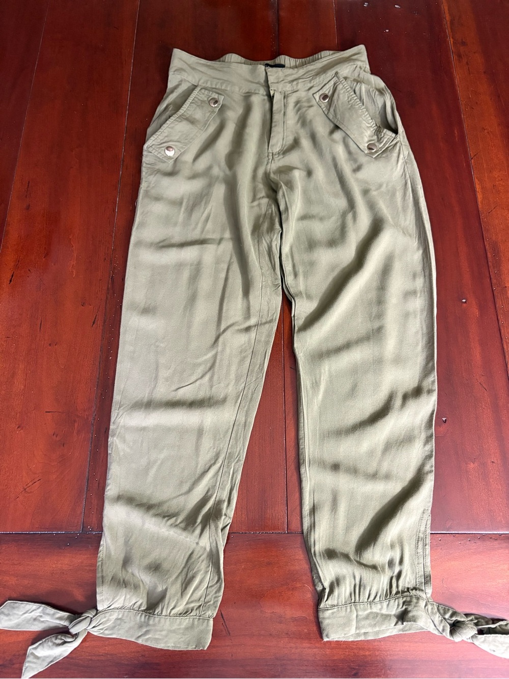 Guess Olive Green Tie-Hem Ankle Pants